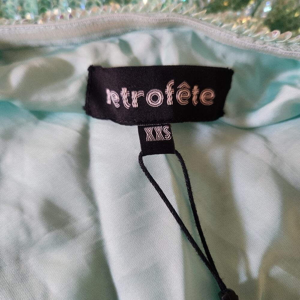 Retrofete Ella Sequin Dress in Blue/Green Size XXS One Shoulder NWT - Picture 8 of 11
